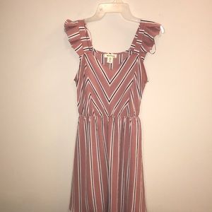 Pink Black and White striped dress SMALL